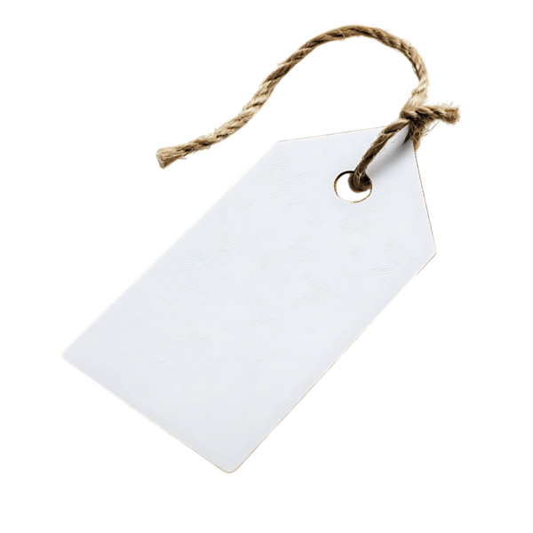 Bu resim, şeffaf bir arkaplanda izole edilmiş, jüt sicimle bağlanmış boş beyaz bir hediye etiketini içerir. Bu, tasarımcılar için projeleri için temiz ve kişiselleştirilebilir bir öğeye ihtiyaç duyan değerli bir özelliktir..
