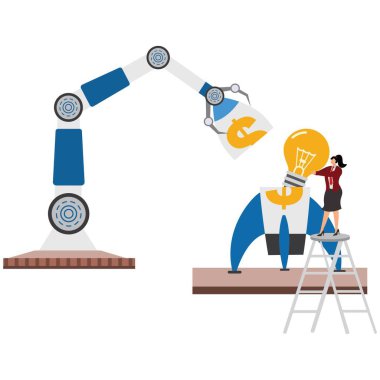 Ampul roketi olan bir iş kadını.