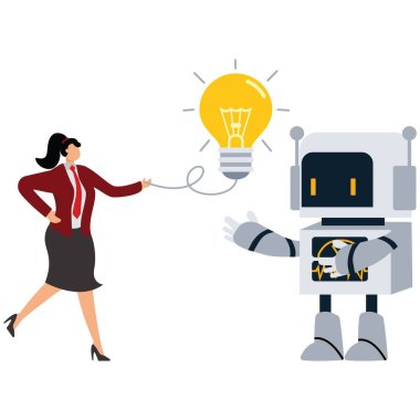 İş kadını Robot Ampul, yapay zekaya sahip bir robot ve iş kadını.
