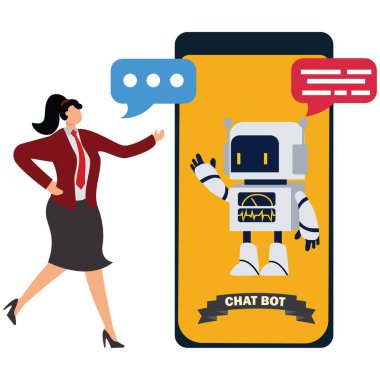 İş adamı Chatbot, iş adamı akıllı telefondan sohbet robotu konuşuyor.