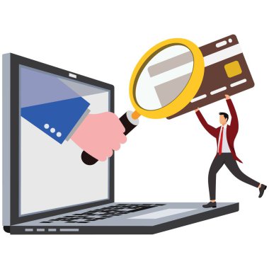 Kredi Kartı İşadamı ile Büyütme Gözlüğü