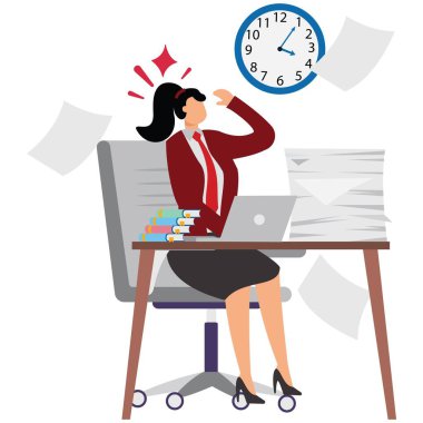 Çok çalışan iş kadını, büyük belgenin altında iş kadını