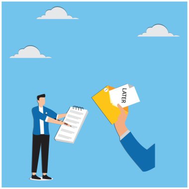 E- posta illüstrasyonundan işi bitirmek için grev bildirimleri, iş adamları işi ertelemek veya boşa zaman harcamak için acele ediyorlar, işi tamamlamada geç kaldıkları için uyarı aldılar