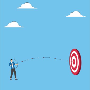 Hedefe ulaşmayı hedefleyen hedef takım işbirliği ya da ortaklık takım çalışması ya da kurumsal görev konsepti iş adamı ve kadın insanlar okçuluk yayını hedefe ulaşmak için taşırlar.