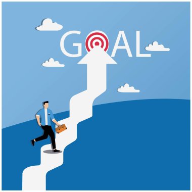 İşadamı hedefe doğru yükselen ok üzerinde koşuyor