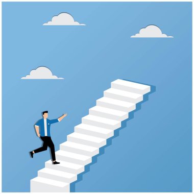 İşadamı merdivenlerde koşuyor.