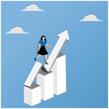 İş kadını ok grafiğinde çalışıyor