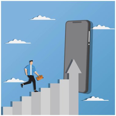 Grafik, grafik üzerinde çalışan işadamı