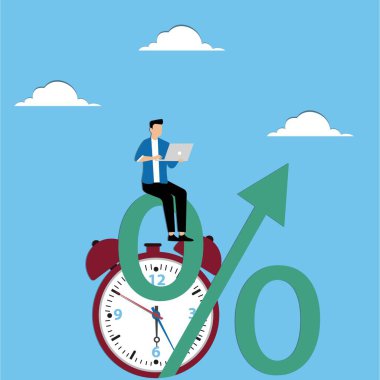 Saatte dizüstü bilgisayarı olan bir adam.