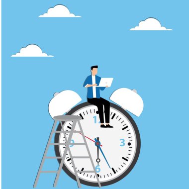 Saatin başında oturan adam.