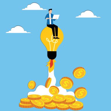 Ampul üzerinde uçan adam roketi