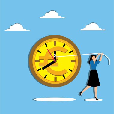 Avro sikkesi üzerinde saat tutan adam