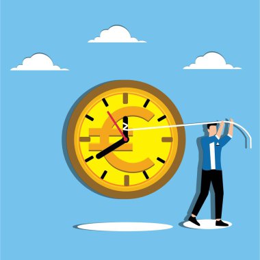 Avro sikkesi üzerinde saat tutan adam