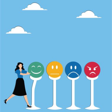 Kadın üzgün emojileri olumlu olanlara çevirmek istiyor.