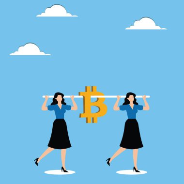 Kadınlar bitcoin ikonu taşıyor, verimlilik
