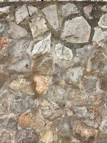 Bu resim, taştan bir duvar dokusunun yakın plan görüntüsünü sunuyor. Yüzeyde çeşitli şekillerde, boyutlarda ve toprak tonlarında yıpranmış taşlar sergileniyor, dayanıklı cazibe ve doğal çekicilik hissi somutlaştırılıyor.