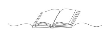 Açık kitap. Sürekli çizgi çizimi.