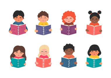 sevimli çocuklar kitap okuma. 