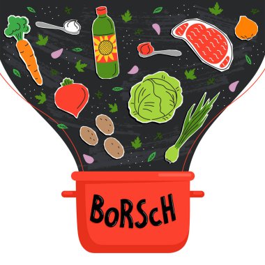 Borsch. Geleneksel Ukrayna yemeği.