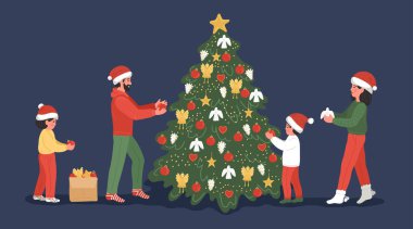 Aile dekorasyonu Noel ağacı. 