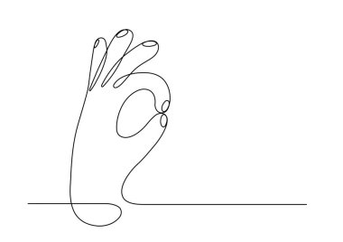 Tamam imzala. Sürekli çizgi çizimi.