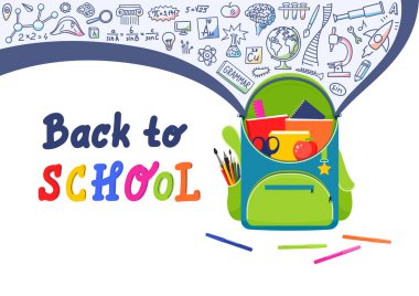 Okula dönelim. Okul eşyalarıyla dolu okul çantasının içinde karalama ve el çizimi harfleri var..