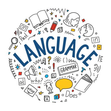 Laflarına dikkat et. Beyaz arkaplana el yazısı ve harfler çizilmiş. Eğitim vektörü illüstrasyonu.