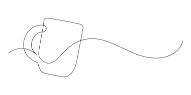 Bir fincan çay ya da kahve. Sürekli çizgi çizimi. 