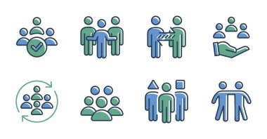 iş ortaklığı yönetimi takım çalışması istihdam sosyal ağ ikon vektör grubu bağlantı dostluk ve liderlik sembolü illüstrasyon