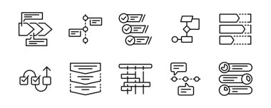 iş akışı diyagramı yol haritası işlem simgesi proje yönetimi şeması akış zaman çizelgesi sunum vektör ana hatları web ve uygulama çizimi