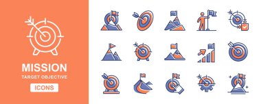 Hedef hedef hedef görev başarı ikonu iş meydan okuma hedefi, başarı, hedef ok, yürüyüş zirvesi pazarlama web ve uygulama için ilerleme sembolü illüstrasyonu