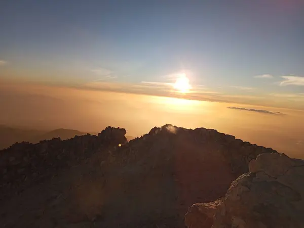 stock image Sunset from the top of Teide 3718 M., the highest mountain in Spain in Tenerife, Canary Islands