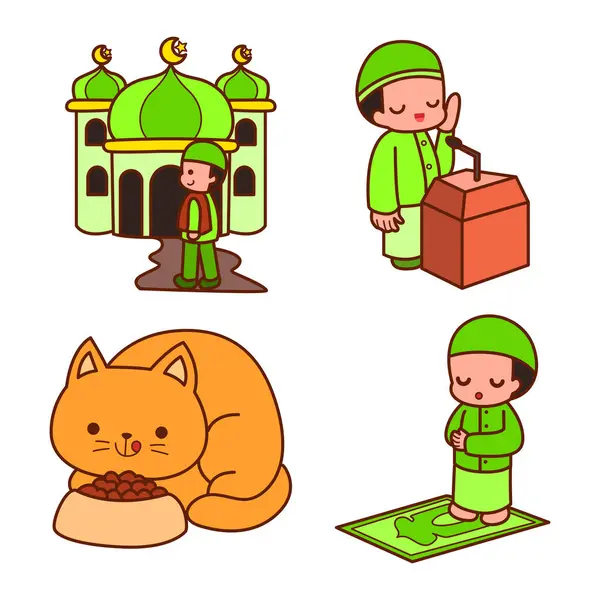 stock image Mini Set Icon of Ramadan Kareem, Moslem Celebration.