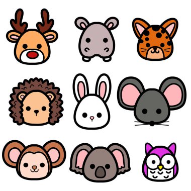 Bir grup şirin hayvan, vektör illüstrasyon     