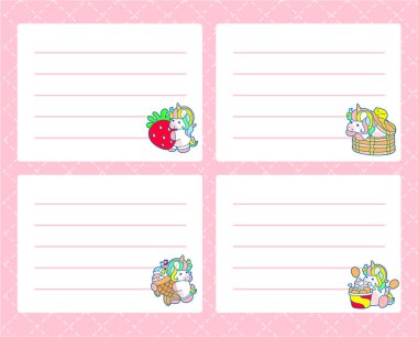 Gökkuşağı renginde şirin tek boynuzlu atlarla basılabilir günlük plan.