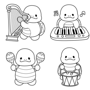 Anaokulu için bedava basılabilir şirin kaplumbağa. Okul öncesi ana hatları basılabilir eğitim kaplumbağa hayvanı..