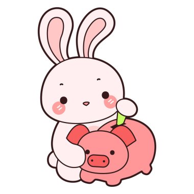 Şirin tavşan ikonu. Günlük aktivitelerde komik tavşan..