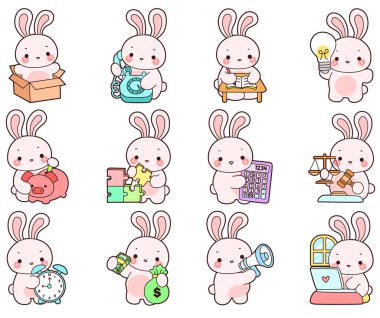 Şirin tavşan ikonu. Günlük aktivitelerde komik tavşan..