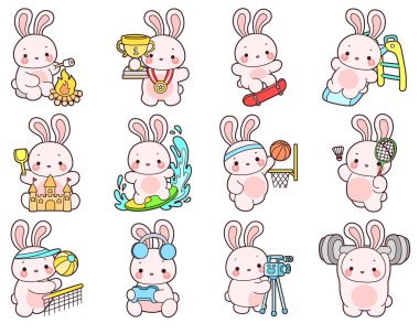 Şirin tavşan ikonu. Günlük aktivitelerde komik tavşan..