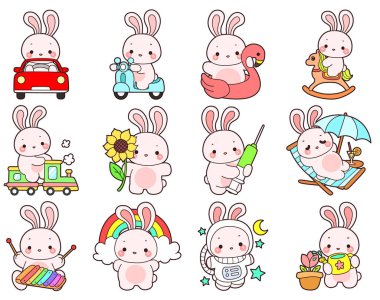 Şirin tavşan ikonu. Günlük aktivitelerde komik tavşan..