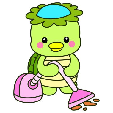 Kawaii Japon mitolojisi Kappa çıkartması. Şirin Kappa maskotu hayalet Japon..