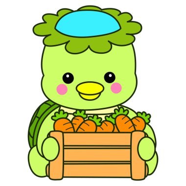 Kawaii Japon mitolojisi Kappa çıkartması. Şirin Kappa maskotu hayalet Japon..