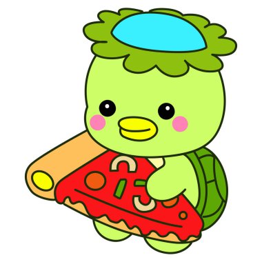 Kawaii Japon mitolojisi Kappa çıkartması. Şirin Kappa maskotu hayalet Japon..