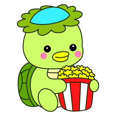 Kawaii Japon mitolojisi Kappa çıkartması. Şirin Kappa maskotu hayalet Japon..