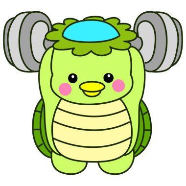 Kawaii Japon mitolojisi Kappa çıkartması. Şirin Kappa maskotu hayalet Japon..