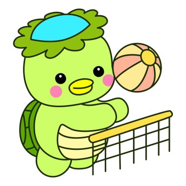 Kawaii Japon mitolojisi Kappa çıkartması. Şirin Kappa maskotu hayalet Japon..