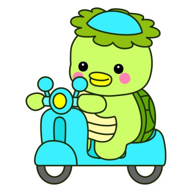 Kawaii Japon mitolojisi Kappa çıkartması. Şirin Kappa maskotu hayalet Japon..