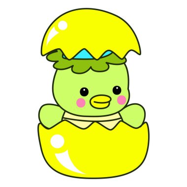 Kawaii Japon mitolojisi Kappa çıkartması. Şirin Kappa maskotu hayalet Japon..