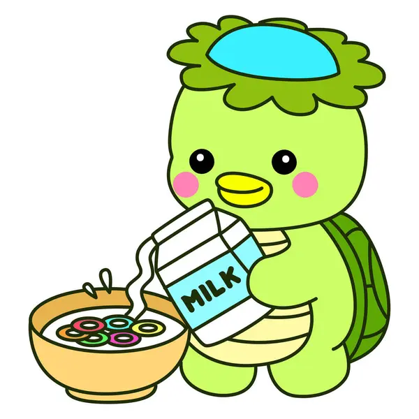 Kawaii Japon mitolojisi Kappa çıkartması. Şirin Kappa maskotu hayalet Japon..