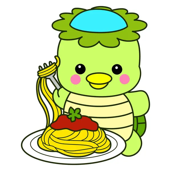 Kawaii Japon mitolojisi Kappa çıkartması. Şirin Kappa maskotu hayalet Japon..